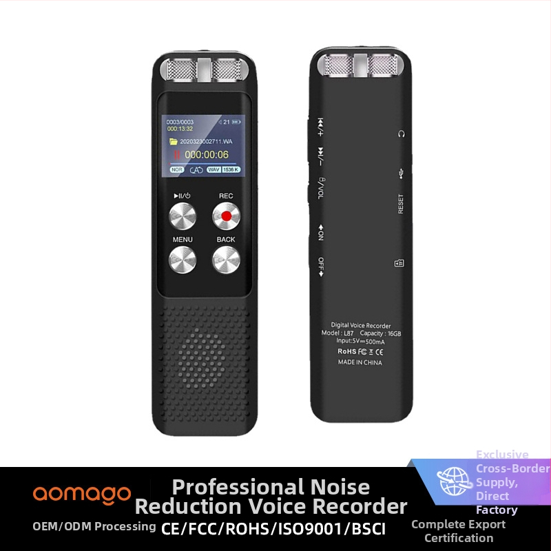 Φορητός καταγραφέας ήχου Aomago L87-1 για φοιτητές και επιχειρηματικές συναντήσεις – MP3/WAV, χρόνος εγγραφής 2400, TF κάρτα, USB 2.0, έγχρωμη οθόνη