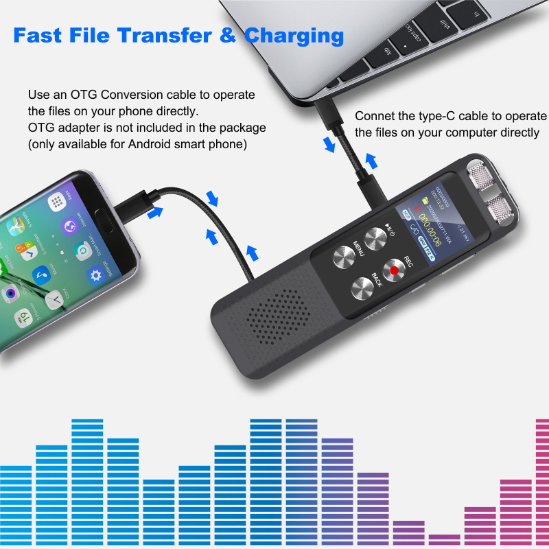 Φορητός καταγραφέας ήχου Aomago L87-1 για φοιτητές και επιχειρηματικές συναντήσεις – MP3/WAV, χρόνος εγγραφής 2400, TF κάρτα, USB 2.0, έγχρωμη οθόνη