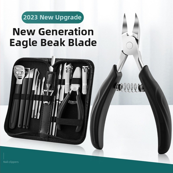 Комплект за маникюр и педикюр с щипки за извити нокти и инструмент за врастнал нокът — Sharp blade, пластмаса + неръждаема стомана, универсален