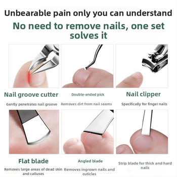 Σετ περιποίησης νυχιών και ποδιών με λαβίδες αυλακώσεων νυχιών και εργαλείο για ονυχία — Sharp blade, πλαστικό + ανοξείδωτο ατσάλι, καθολικό