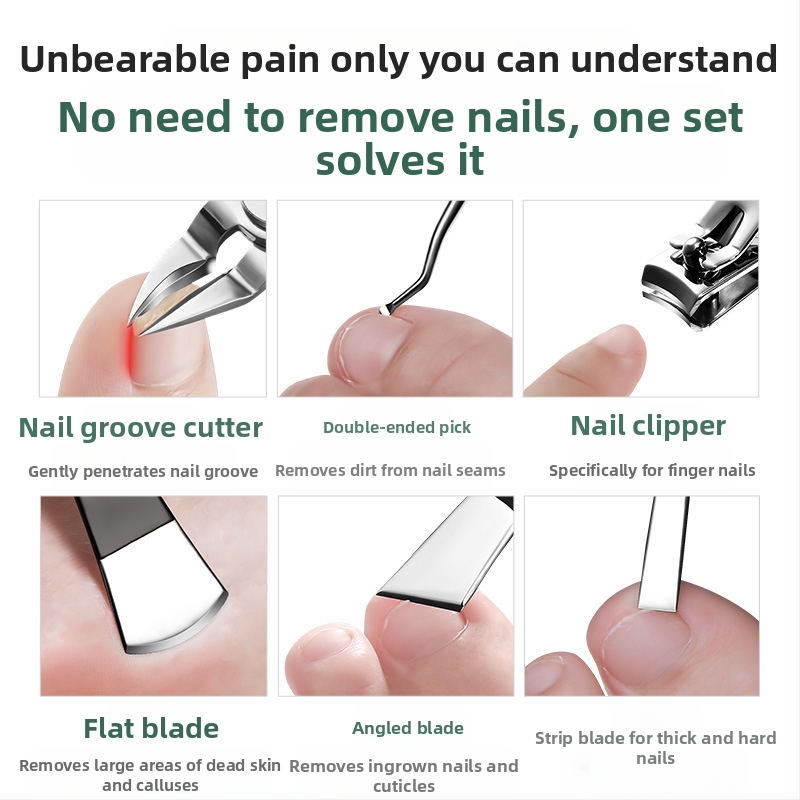 Set starostlivosti o nechty s kliešťami na drážky a nástrojom pre zarastený necht — Sharp blade, plast + nerezová oceľ, univerzálny