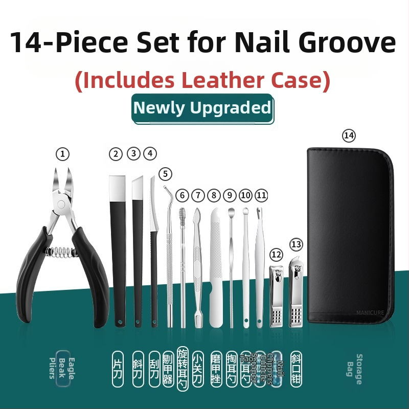 Комплект за маникюр и педикюр с щипки за извити нокти и инструмент за врастнал нокът — Sharp blade, пластмаса + неръждаема стомана, универсален