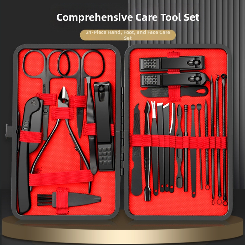 Σετ εργαλείων περιποίησης νυχιών – 24 τεμάχια, από ατσάλι άνθρακα και ανοξείδωτο ατσάλι, αρχείο νεκρού δέρματος, εργαλεία κοπής νυχιών