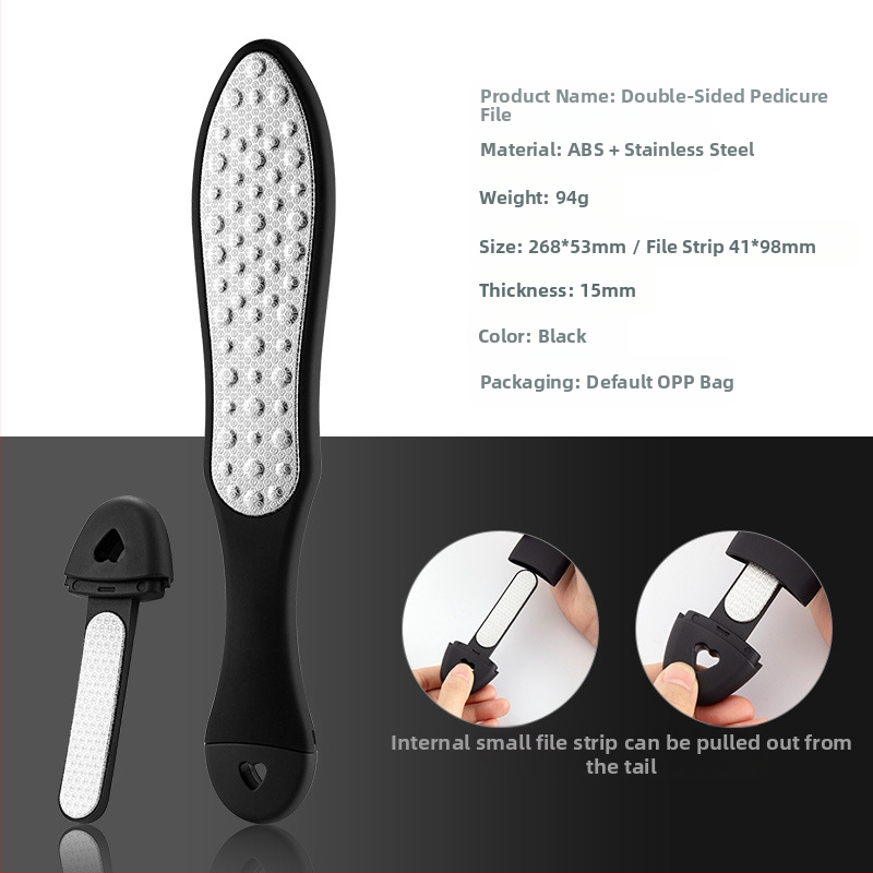 Διπλής όψεως λειαντής ποδιών από ανοξείδωτο ατσάλι, ABS/PP, εργαλείο περιποίησης ποδιών, μοντέλο SKU001362