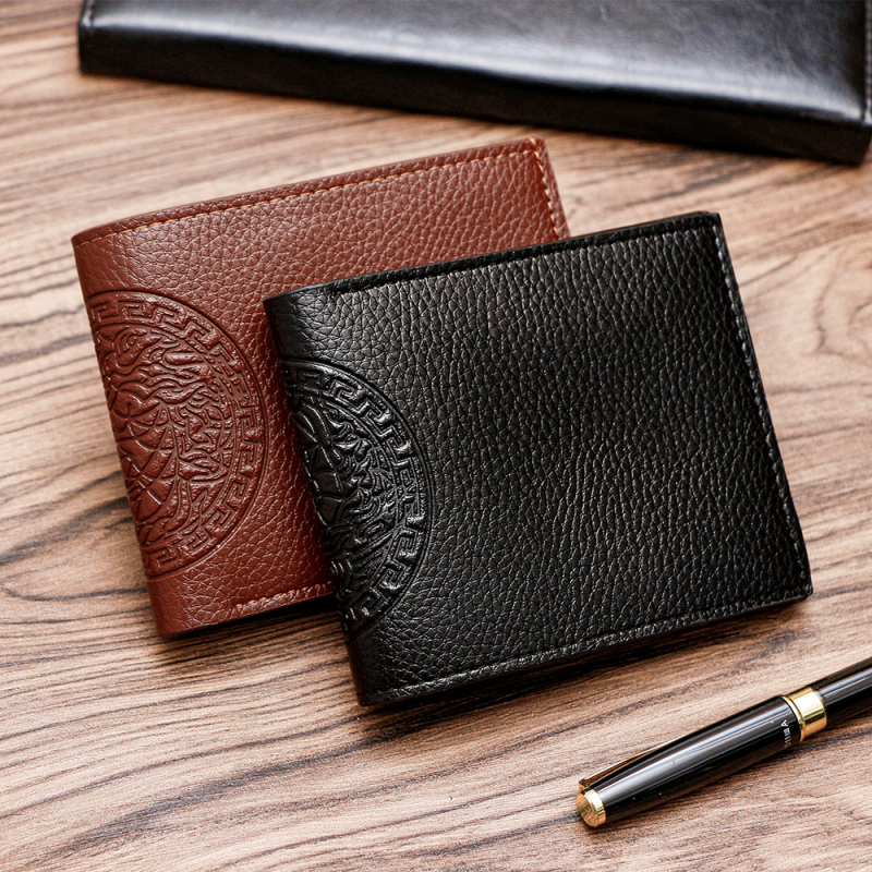 Vyrų PVC piniginė, dviejų dalių dizainas, miesto paprastumo stilius, poliesterio pamušalas, kortelių laikymas