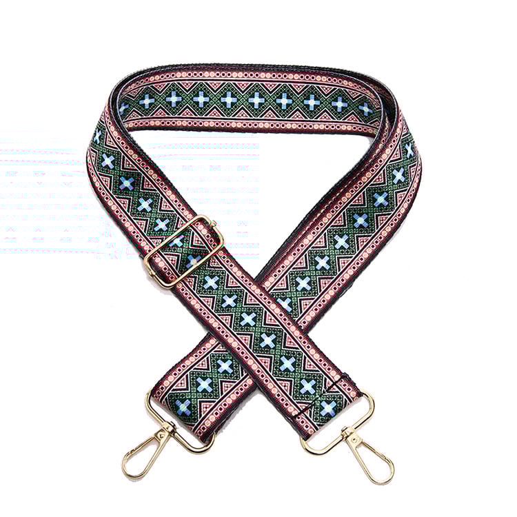 Reguliuojamas rankinės dirželis su dryžių raštu, drobė, skirtas pečių ar crossbody nešiojimui, atsparus dilimui