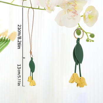 Кожен ключодържател с форма на лале, свеж и сладък стил, автомобилен аксесоар