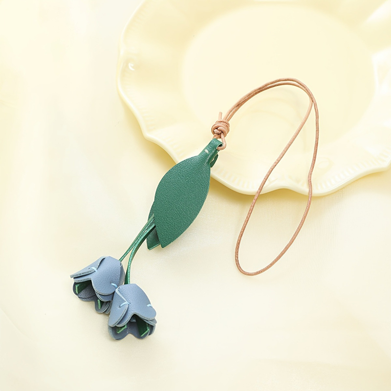 Кожен ключодържател с форма на лале, свеж и сладък стил, автомобилен аксесоар