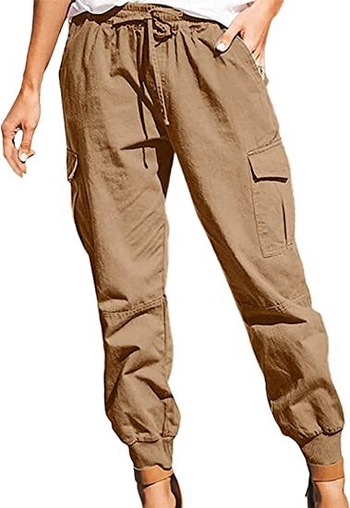 Полиестерни свободни панталони за жени с джобове, средна талия, базов градски стил, 70–80% полиестер, средна плътност, пролет 2023