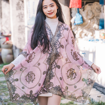 Poliesterski šal s geometrijskim uzorkom, jacquard tkanje, zaštita od sunca, srednja duljina