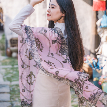 Poliesterski šal s geometrijskim uzorkom, jacquard tkanje, zaštita od sunca, srednja duljina