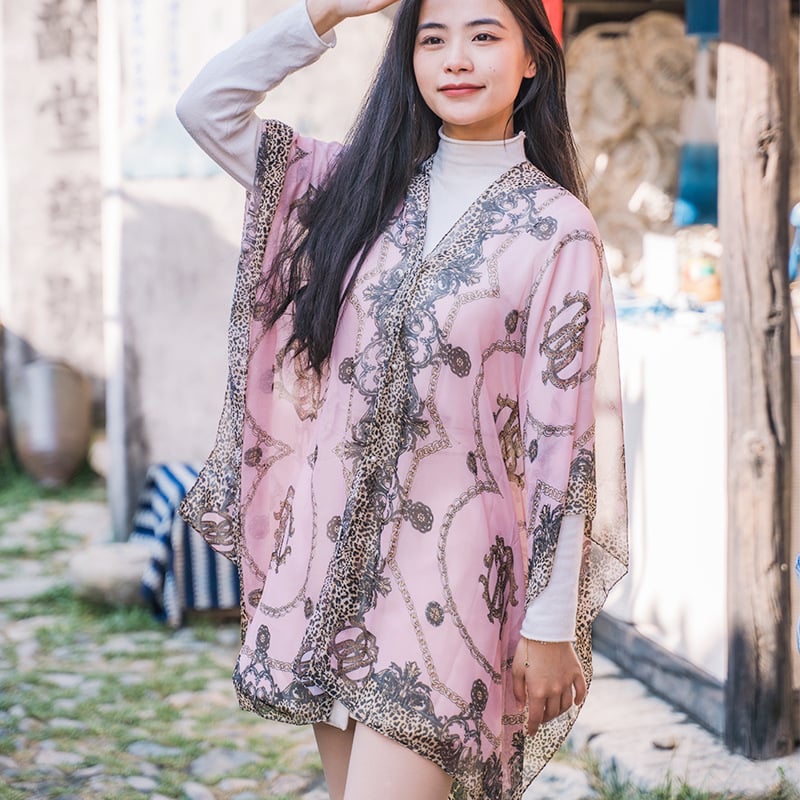 Poliesterski šal s geometrijskim uzorkom, jacquard tkanje, zaštita od sunca, srednja duljina