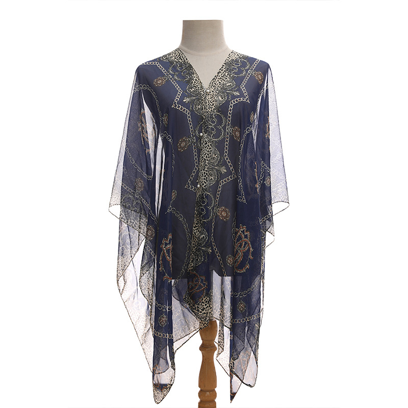 Poliesterski šal s geometrijskim uzorkom, jacquard tkanje, zaštita od sunca, srednja duljina