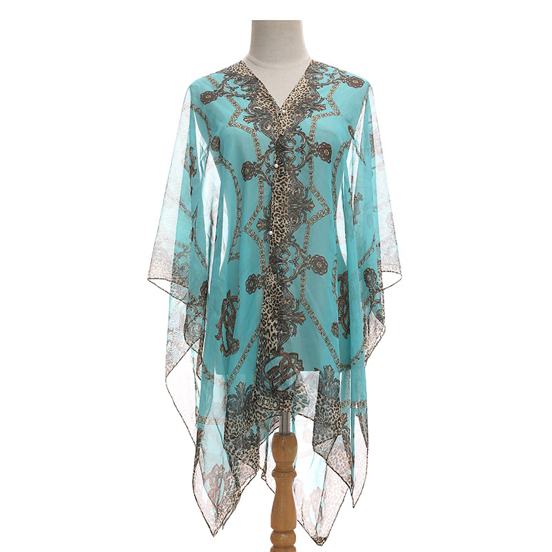 Poliesterski šal s geometrijskim uzorkom, jacquard tkanje, zaštita od sunca, srednja duljina