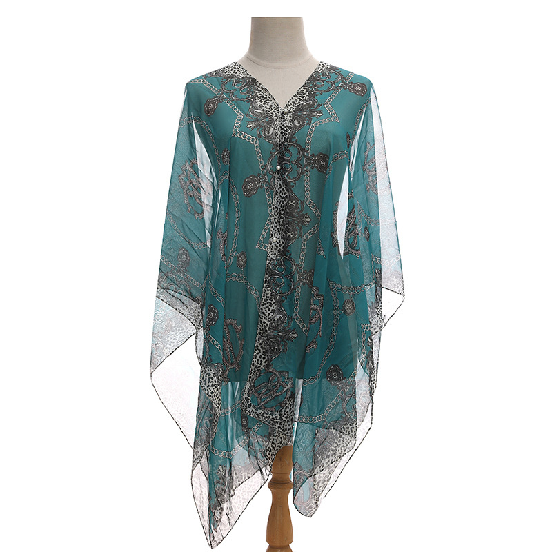 Poliesterski šal s geometrijskim uzorkom, jacquard tkanje, zaštita od sunca, srednja duljina