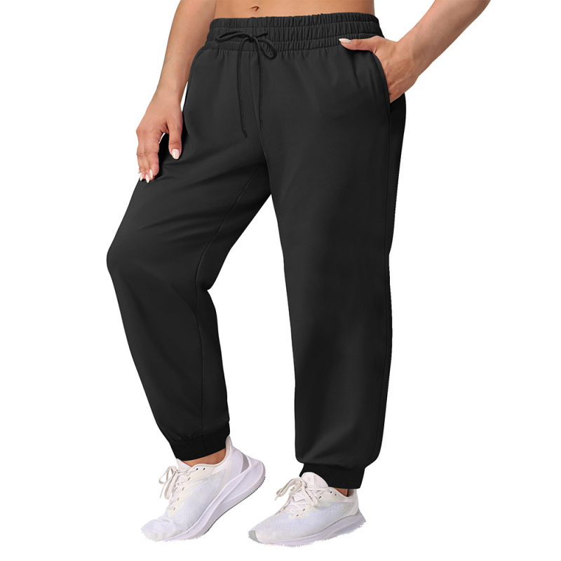 Pantaloni de trening femei cu căptușeală din milk silk, croială lejeră, 80-90% poliester cu <30% spandex