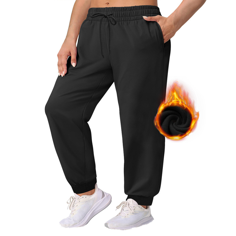 Pantaloni de trening femei cu căptușeală din milk silk, croială lejeră, 80-90% poliester cu <30% spandex