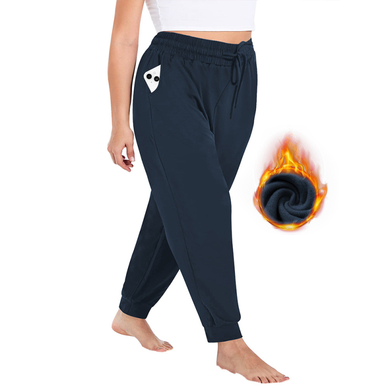 Pantaloni de trening femei cu căptușeală din milk silk, croială lejeră, 80-90% poliester cu <30% spandex