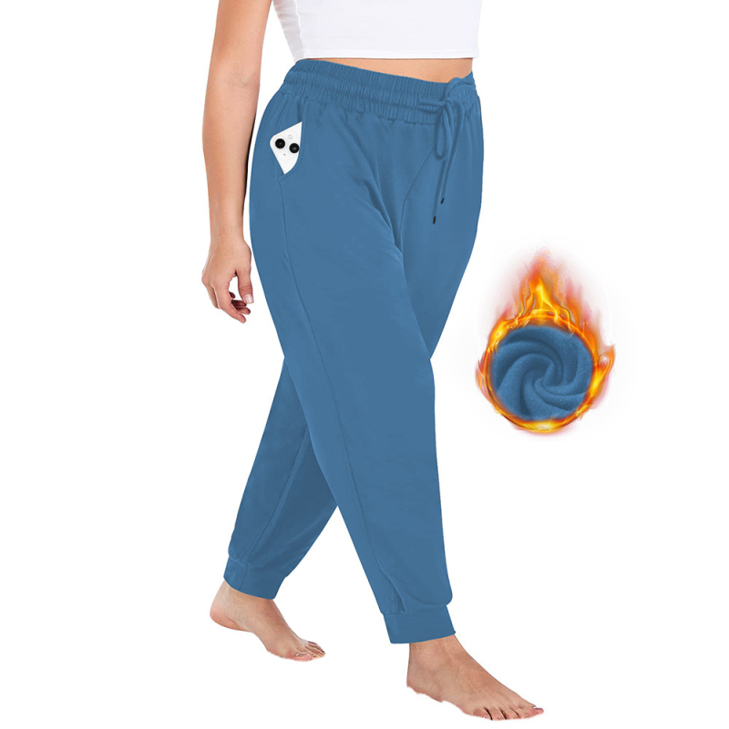 Pantaloni de trening femei cu căptușeală din milk silk, croială lejeră, 80-90% poliester cu <30% spandex