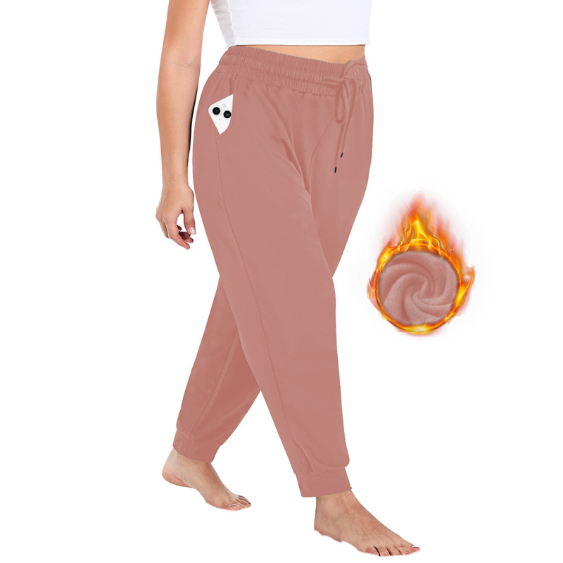 Pantaloni de trening femei cu căptușeală din milk silk, croială lejeră, 80-90% poliester cu <30% spandex