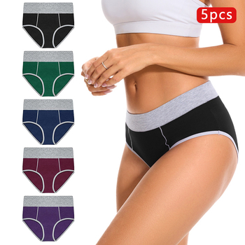 Дамски памучни бикини с висока талия, дишащи, оформящи талията и повдигащи седалището, плетени, 95–100% памук