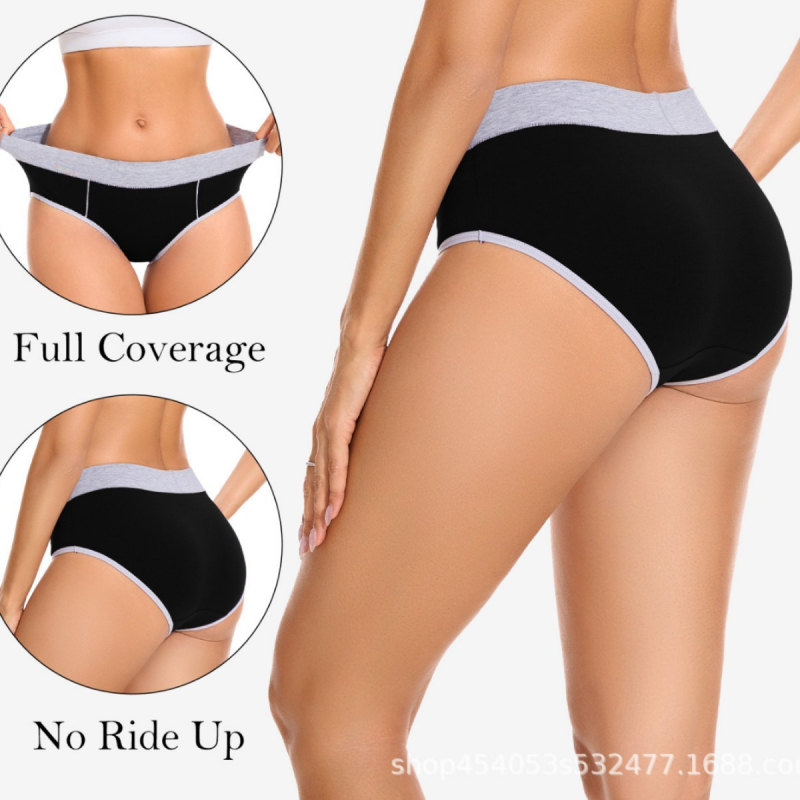 Дамски памучни бикини с висока талия, дишащи, оформящи талията и повдигащи седалището, плетени, 95–100% памук