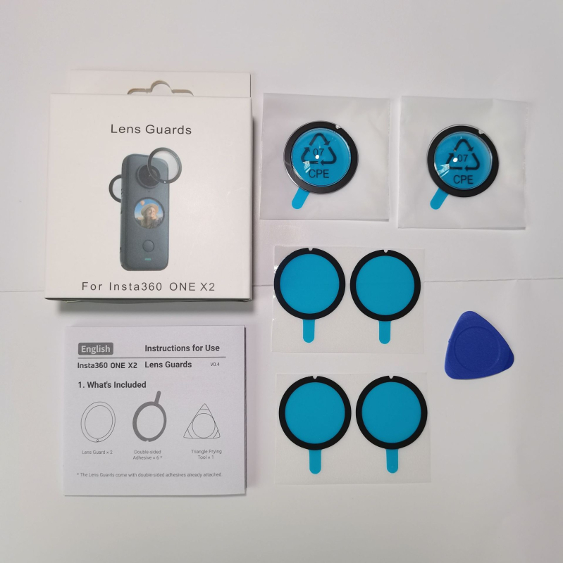 адхезивен панорамен защитен филтър за обектив Insta360 X3 — PC с висока твърдост, антидраскане, 0,7 г