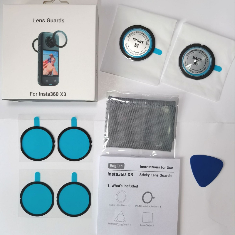 адхезивен панорамен защитен филтър за обектив Insta360 X3 — PC с висока твърдост, антидраскане, 0,7 г