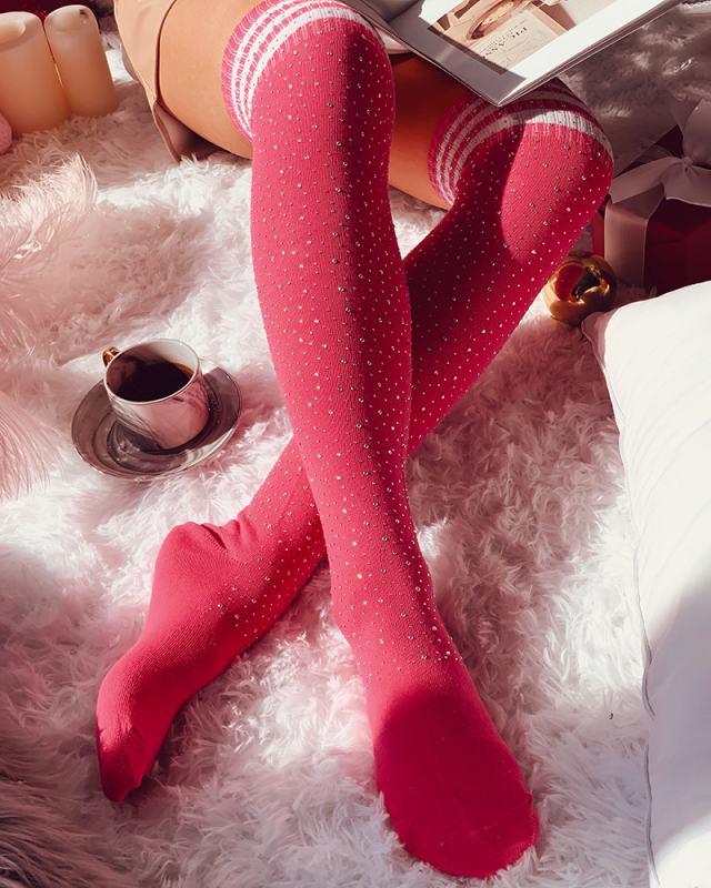 Γυναικείες κάλτσες πάνω από το γόνατο από νάιλον, ριγέ, με αντιτριβική προστασία, 80–90% νάιλον