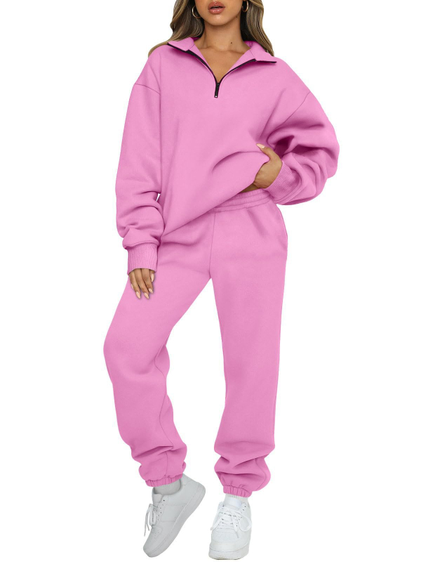 Set de relaxare pentru femei: țesătură de poliester, conținut principal de material 50–70%, mâneci lungi, pantaloni, stil costum cu pantaloni