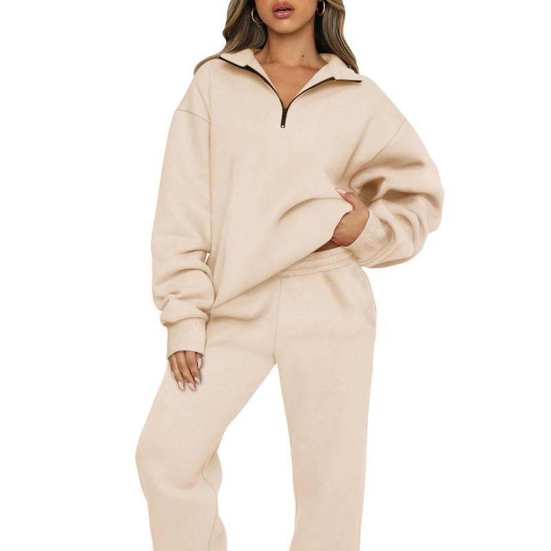 Set de relaxare pentru femei: țesătură de poliester, conținut principal de material 50–70%, mâneci lungi, pantaloni, stil costum cu pantaloni