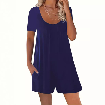 Τζάμπσουτ από πολυεστέρα, μανίκια 3/4, ελεύθερη μέση, φαρδιά παντελόνια, καλοκαίρι 2024