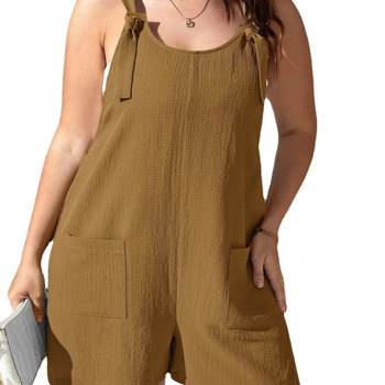 Ολόσωμη φόρμα χωρίς μανίκια με μέση στη μέση, παντελόνι μήκους τριών τετάρτων, πολυεστερική ύφανση, μικροελαστικότητα