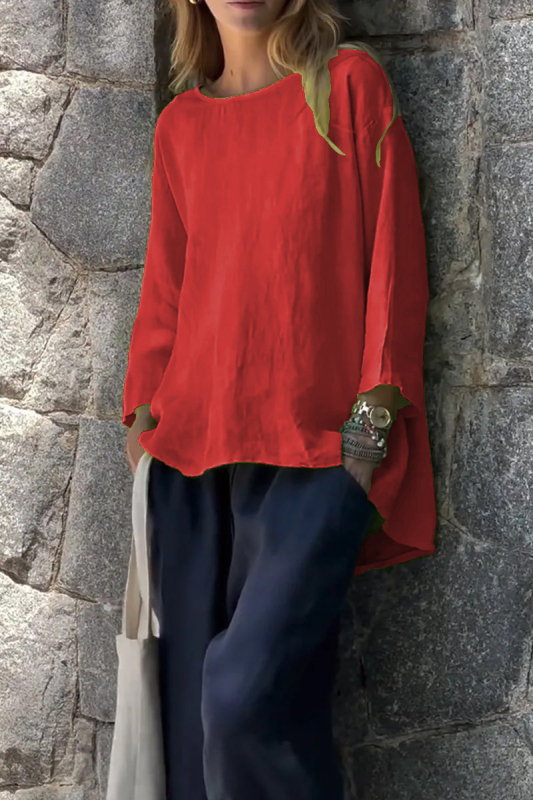 Bluza lejeră cu guler rotund, mâneci 3/4, material poliester-spandex, model uni, toamnă 2024