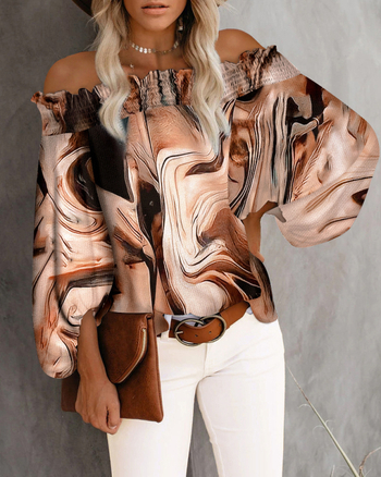 Μπλούζα με εκτύπωση και ιμάντα για έναν ώμο, χωρίς μανίκια, πολυεστέρας, λογοτεχνικό ρετρό στυλ