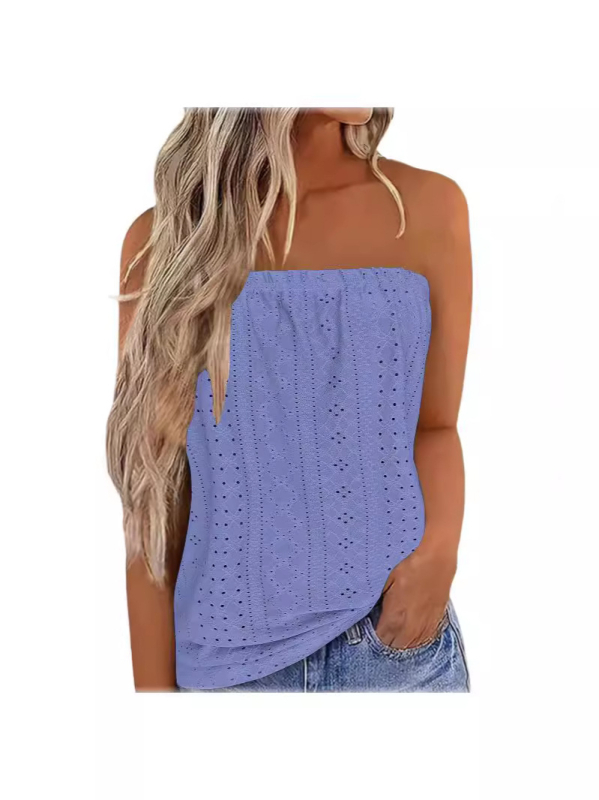 Top dama fără bretele, imprimeu floral și bloc de culoare, elastic, Slim versiune, poliester 90–95%, Primăvara 2024