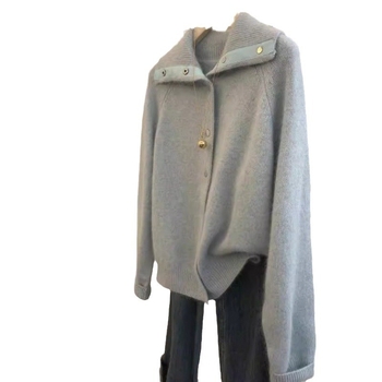 Vast kötött kardigán reveres gallérral, egyszínű, spandex-akkril keverék, hosszú ujjú