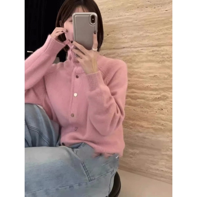 Vast kötött kardigán reveres gallérral, egyszínű, spandex-akkril keverék, hosszú ujjú