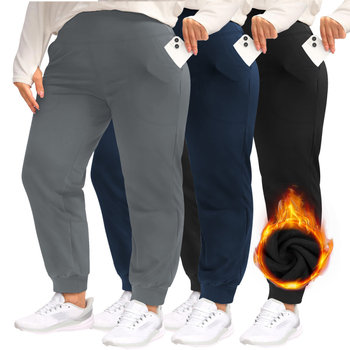 Ženske fleece‑lined sportske hlače s visokim strukom, slobodan kroj, dužina 9/10, materijal Milk Silk- Polyester-Spandex