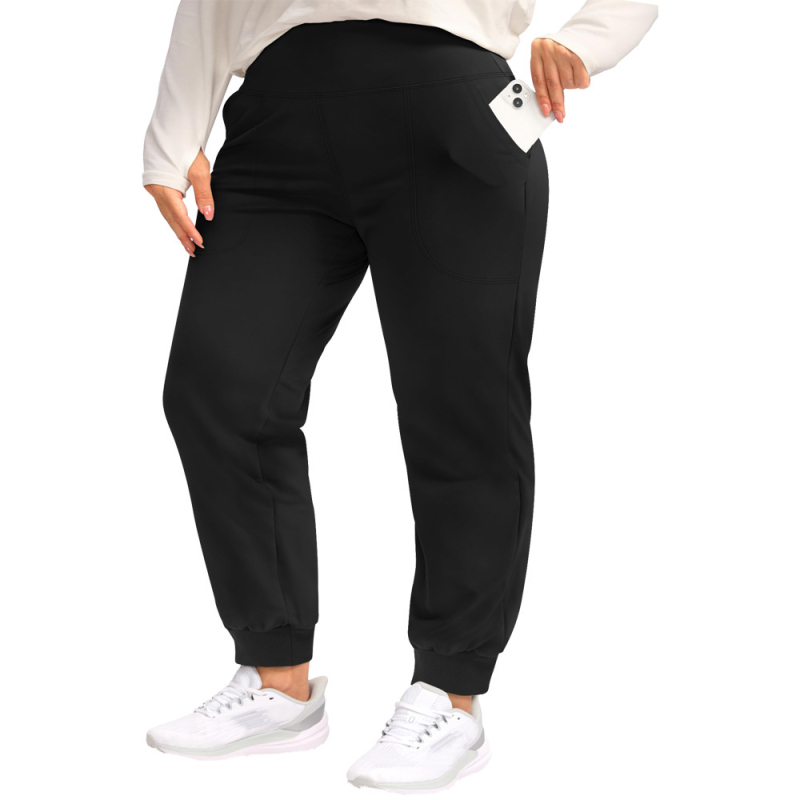 Ženske fleece‑lined sportske hlače s visokim strukom, slobodan kroj, dužina 9/10, materijal Milk Silk- Polyester-Spandex