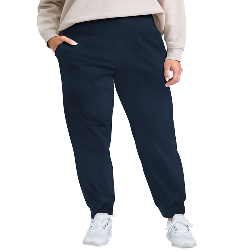 Ženske fleece‑lined sportske hlače s visokim strukom, slobodan kroj, dužina 9/10, materijal Milk Silk- Polyester-Spandex