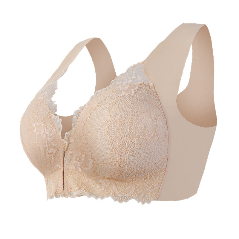 Mezgline belaidė sportinė liemenėlė su priekyje užsegimu, pagrindinis audinys - nailonas, plonas formuojamas puodelis