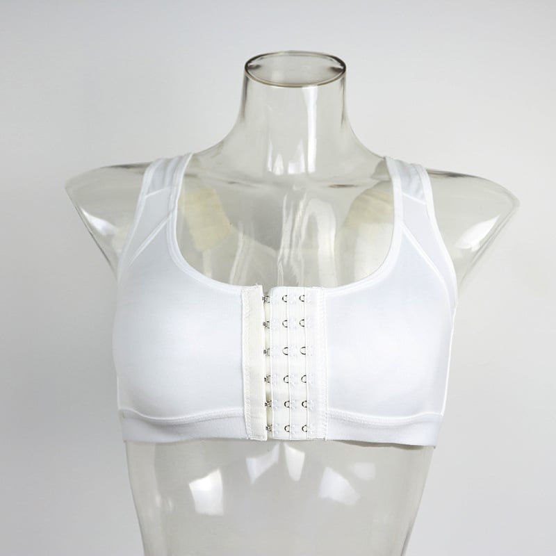 Chuangjia nailoninė sportinė liemenėlė, be vielos, kvėpuojanti, pilno puodelio, priekinė sagtis, nuimamomis dvigubomis petnešėlėmis, įdaila 80–90% poliesterio