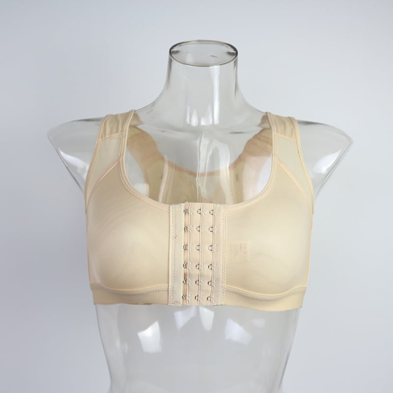 Chuangjia nailoninė sportinė liemenėlė, be vielos, kvėpuojanti, pilno puodelio, priekinė sagtis, nuimamomis dvigubomis petnešėlėmis, įdaila 80–90% poliesterio