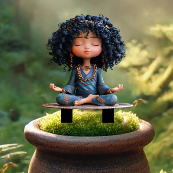 Ακρυλική φιγούρα κοριτσιού σε διαλογισμό για εξωτερική αυλή, διακοσμητικό σκηνικό κήπου, τεχνική εκτύπωσης, δώρο για γενέθλια, αποφοίτηση και εγκατάσταση νέου σπιτιού