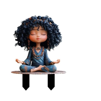 Ακρυλική φιγούρα κοριτσιού σε διαλογισμό για εξωτερική αυλή, διακοσμητικό σκηνικό κήπου, τεχνική εκτύπωσης, δώρο για γενέθλια, αποφοίτηση και εγκατάσταση νέου σπιτιού