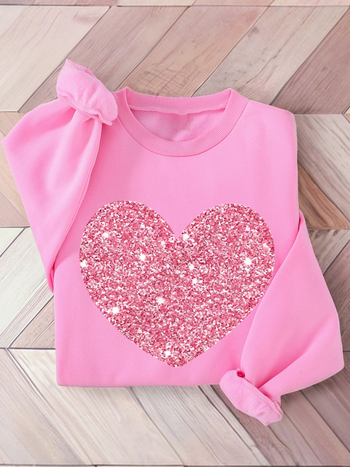 Harajuku stil pulover-sweatshirt s motivom srca, okrugli izrez, dugi rukavi, 95% poliester
