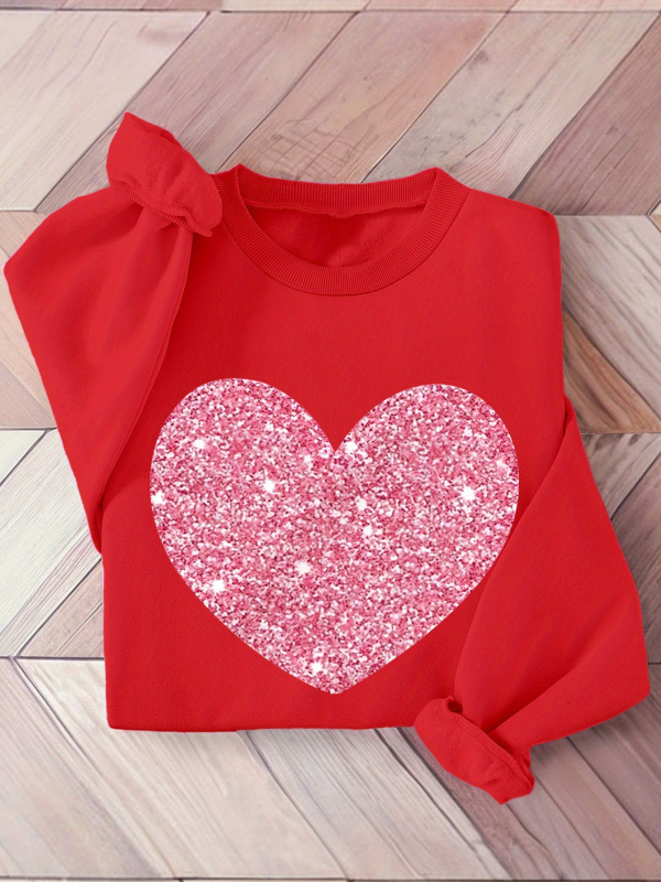 Harajuku stil pulover-sweatshirt s motivom srca, okrugli izrez, dugi rukavi, 95% poliester