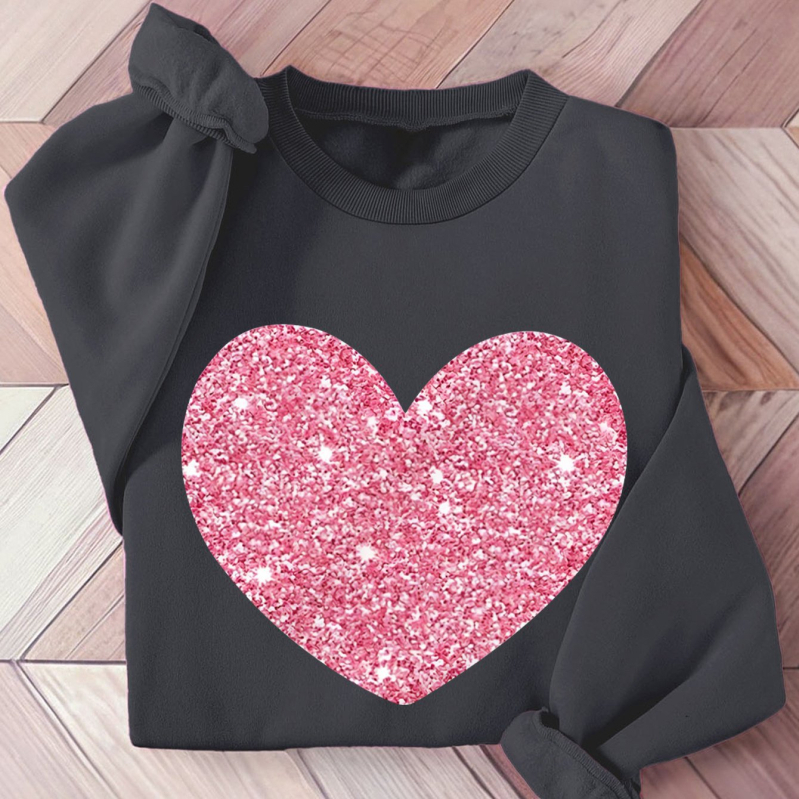 Harajuku stil pulover-sweatshirt s motivom srca, okrugli izrez, dugi rukavi, 95% poliester