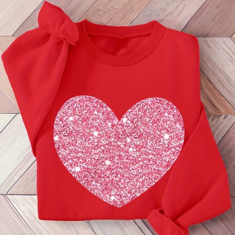 Harajuku stil pulover-sweatshirt s motivom srca, okrugli izrez, dugi rukavi, 95% poliester